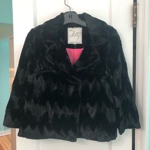 Black velvet-faux-fur jacket by Milly